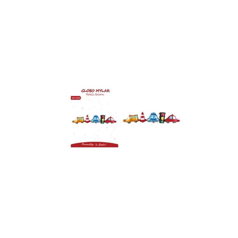 GENERICO - Cadena De Globos Metálicos Autos Cars 103x32cm