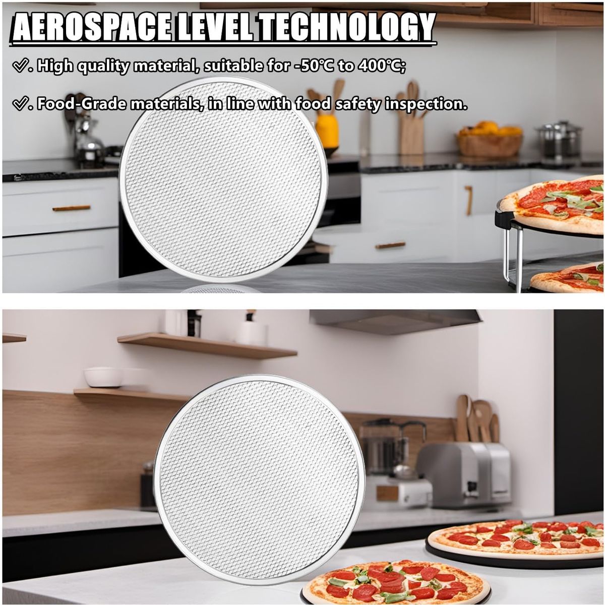 KUANGYE - 5 Pantallas De Pizza De Aluminio 38cm Hornear Pizza Rejilla