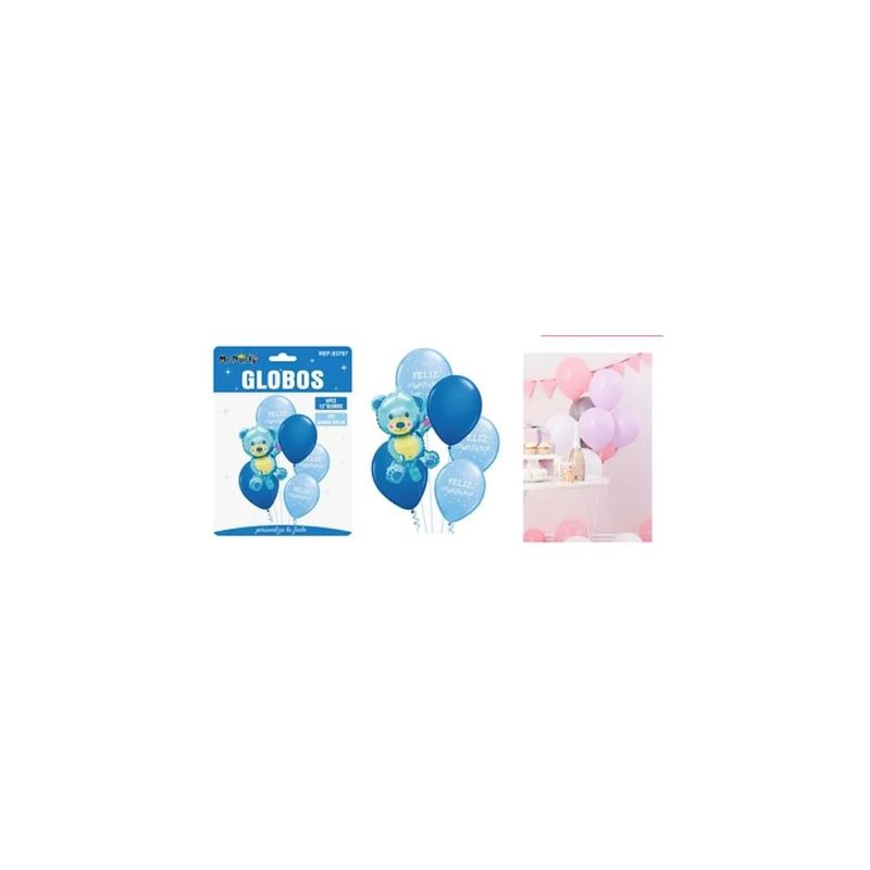 GENERICO - Set De Globos De Látex 6pcs Oso Celeste