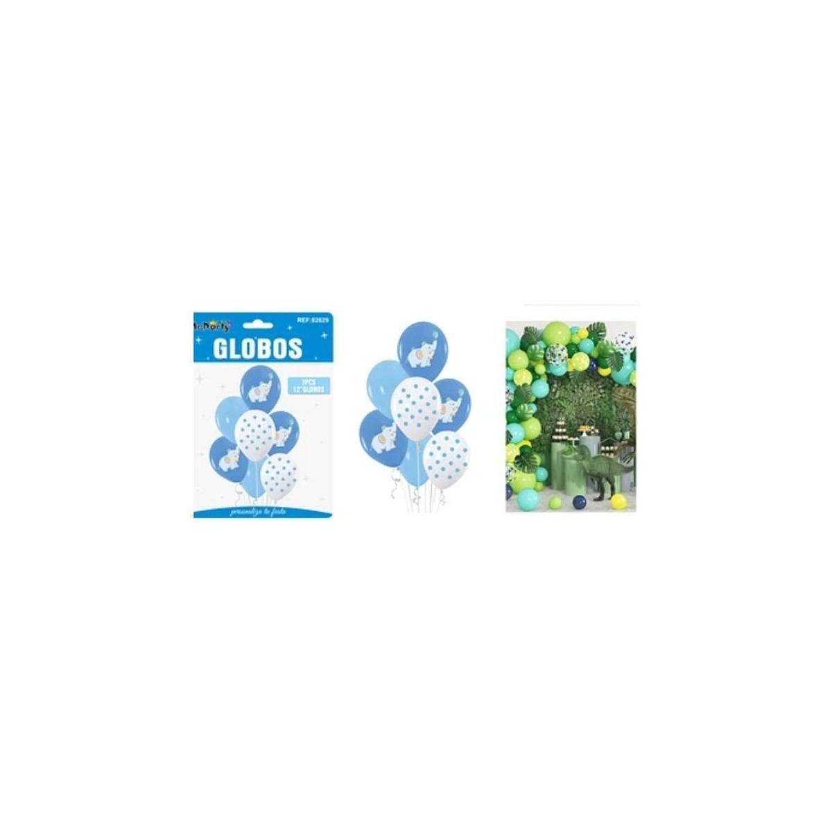 GENERICO - Set De Globos De Látex 7pcs Elefante Azul