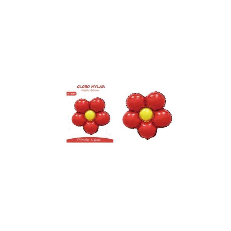 GENERICO - Globo Metálico Flor Rojo 45cm