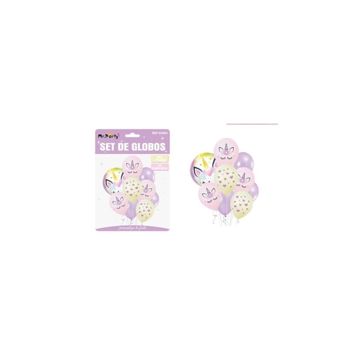 GENERICO - Set Globos De Látex Rosa Con Unicornio 9pcs