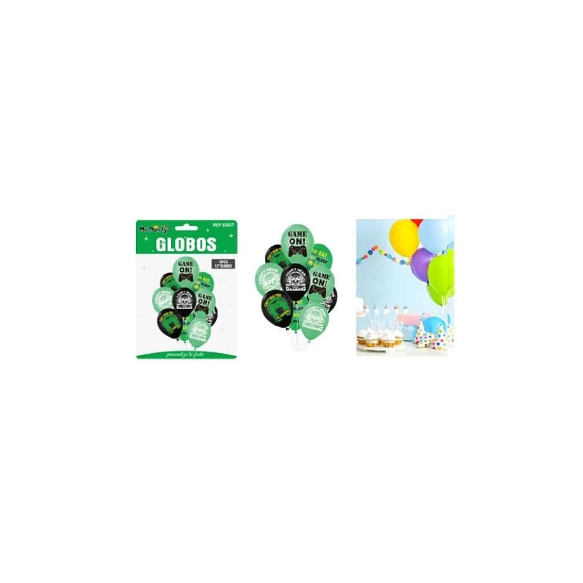 GENERICO - Set Globos De Látex 10pcs Feliz Cumpleaños Negro y Verde
