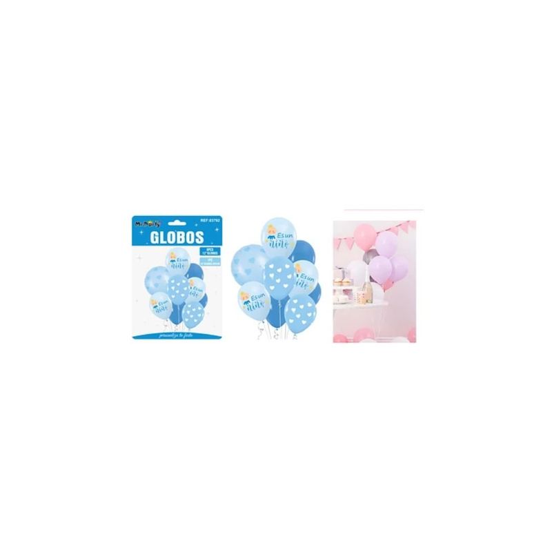 GENERICO - Set Globos De Látex 9pcs Baby Shower Es Un Niño Celeste