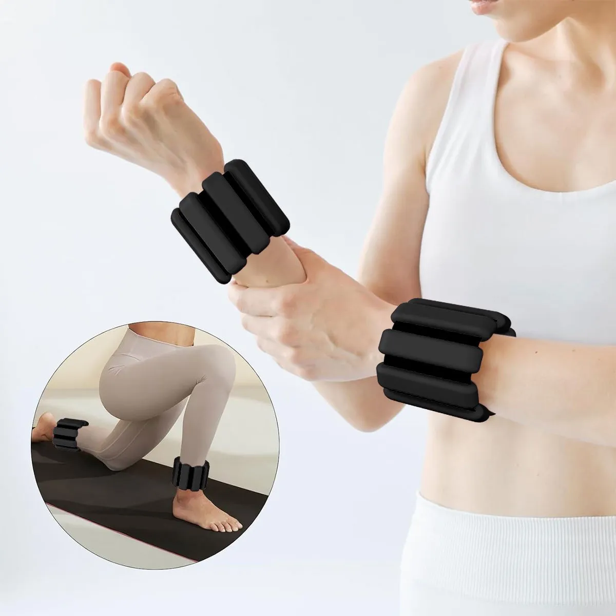 KOKILA - Kit 2 Brazaletes Pesas Para Tobillos Y Muñecas 2 Lbs Ajusta