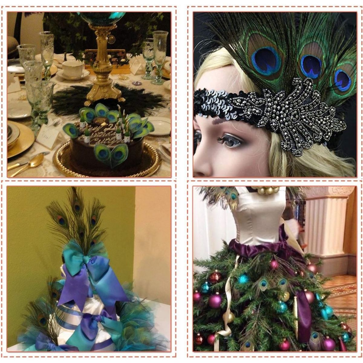 KUANGYE - Plumas Pavo Real Naturales Decoración Artesanía 40-50 Cms