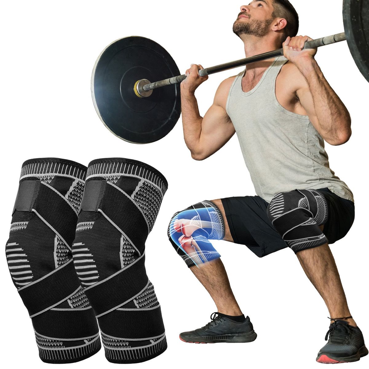 KOKILA - 2 Pack Rodilleras Deportivas Rodillera Elásticas Ajustable L