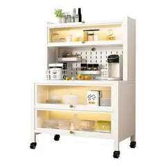 EVERSO - Despensa Aparador De Cocina 4 Puertas 5 Niveles Es Blanco