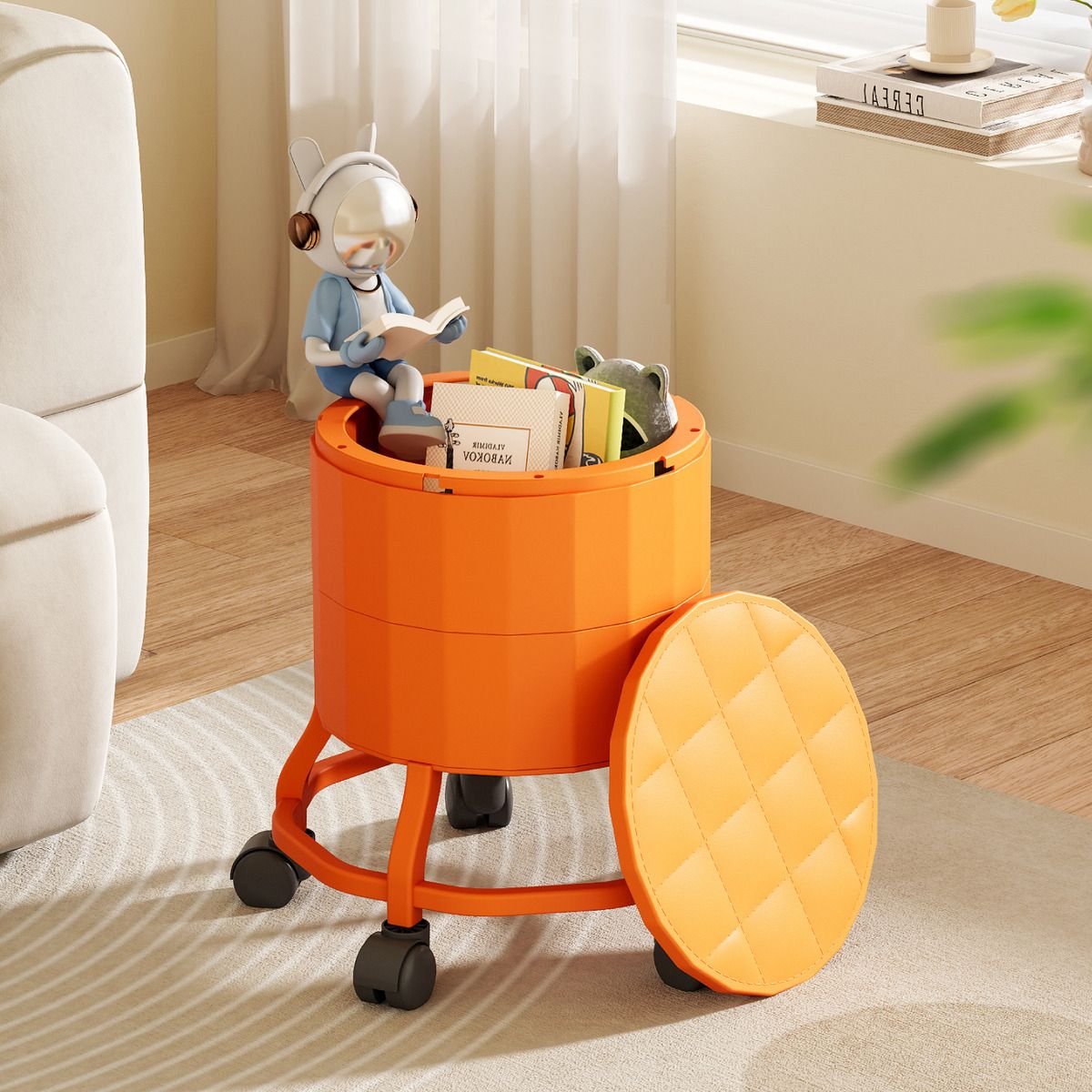 EVERSO - Piso Silla Taburete Giratoria Ruedas Altura Bar 360 Negro