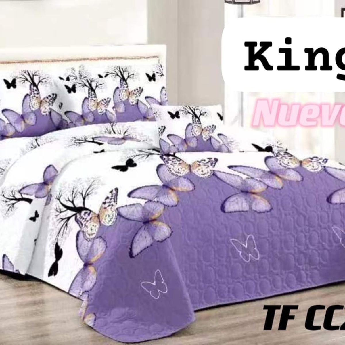 GENERICO - Quilt de Verano King Color Blanco con Diseño TFCC211