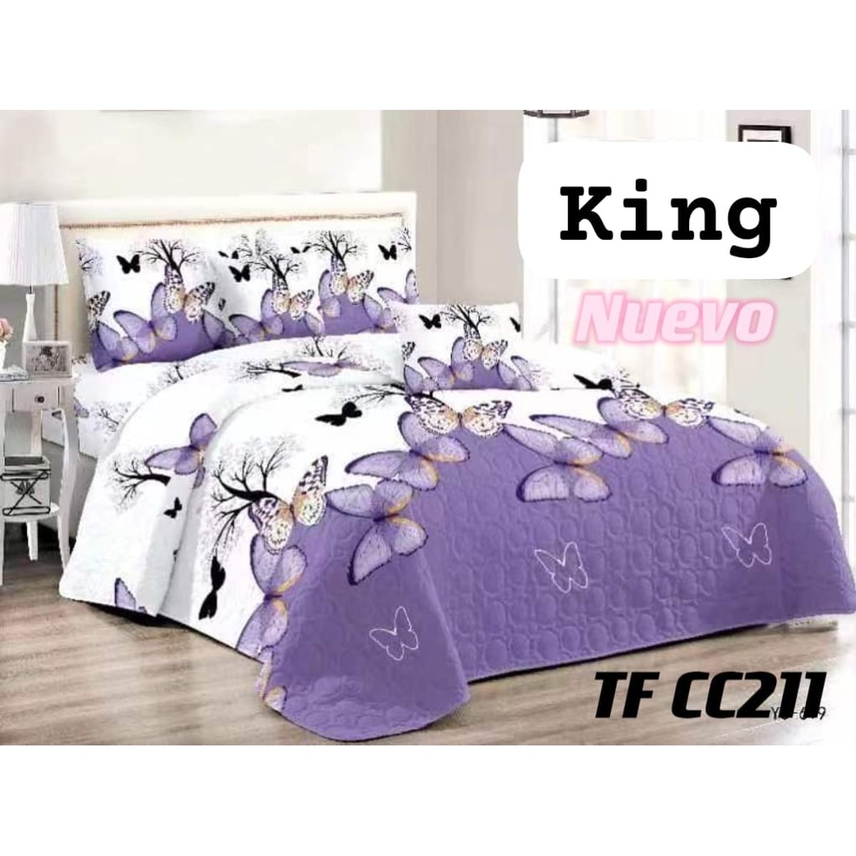 GENERICO - Quilt de Verano King Color Blanco con Diseño TFCC211