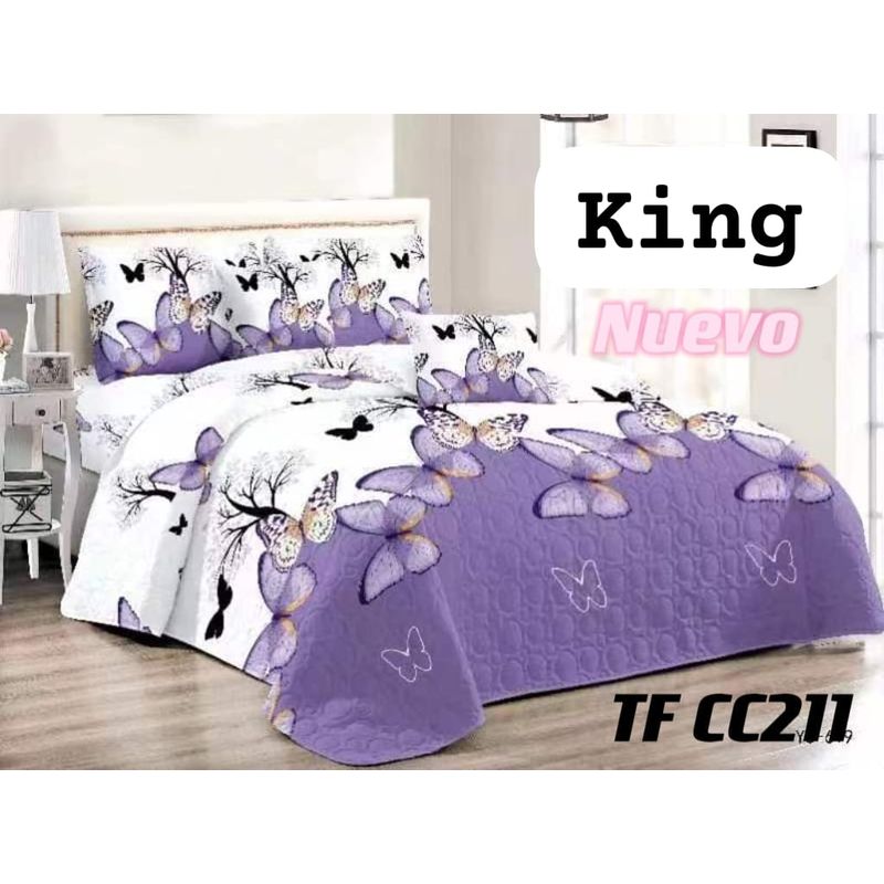 GENERICO - Quilt de Verano King Color Blanco con Diseño TFCC211