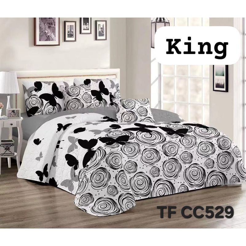 GENERICO - Quilt de Verano King Color Gris con Diseño TFCC529