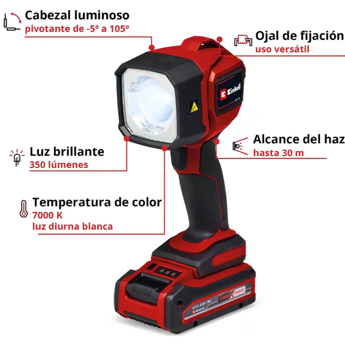 EINHELL - Linterna Inal Einhell Tc-cl 18350 Li - Sin Baterías Luz Blanco