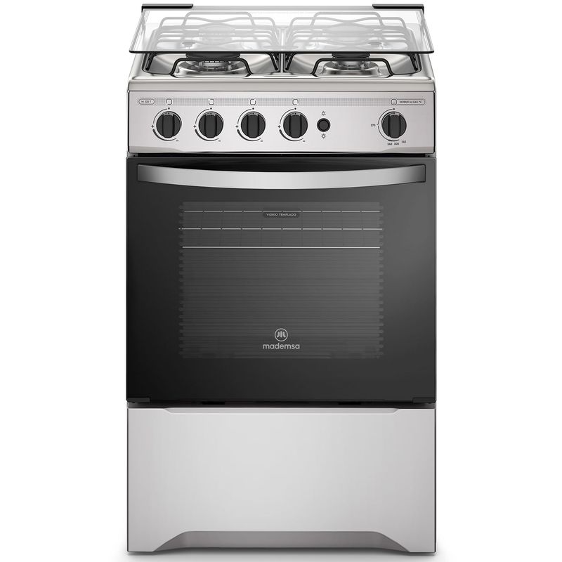 MADEMSA - Cocina a Gas 4 Platos Mademsa con LimpiaFácil y Botón de Encendido M 520 T Inox