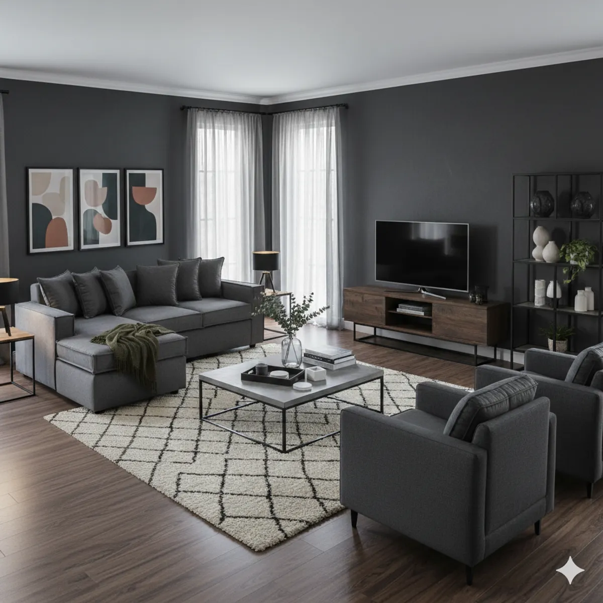 SITIAL HOME - Living 311 Manhattan Marengo seccional + 2 poltronas con resortes