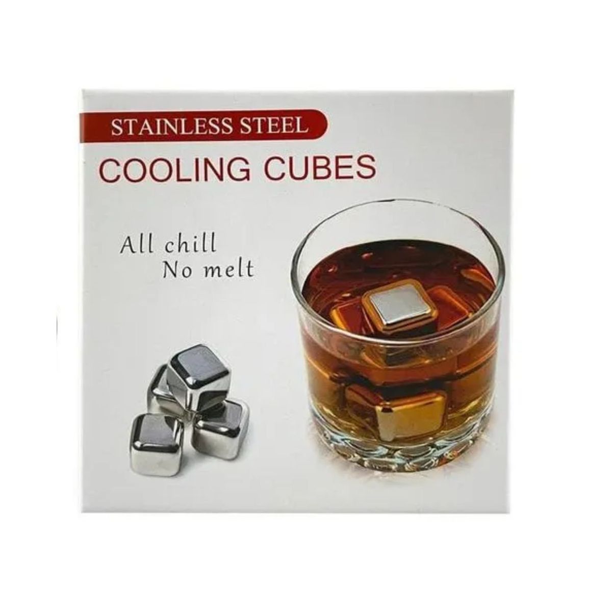 GENERICO - Hielos Acero Para Tragos Cubos Reutilizables 4 Unidades