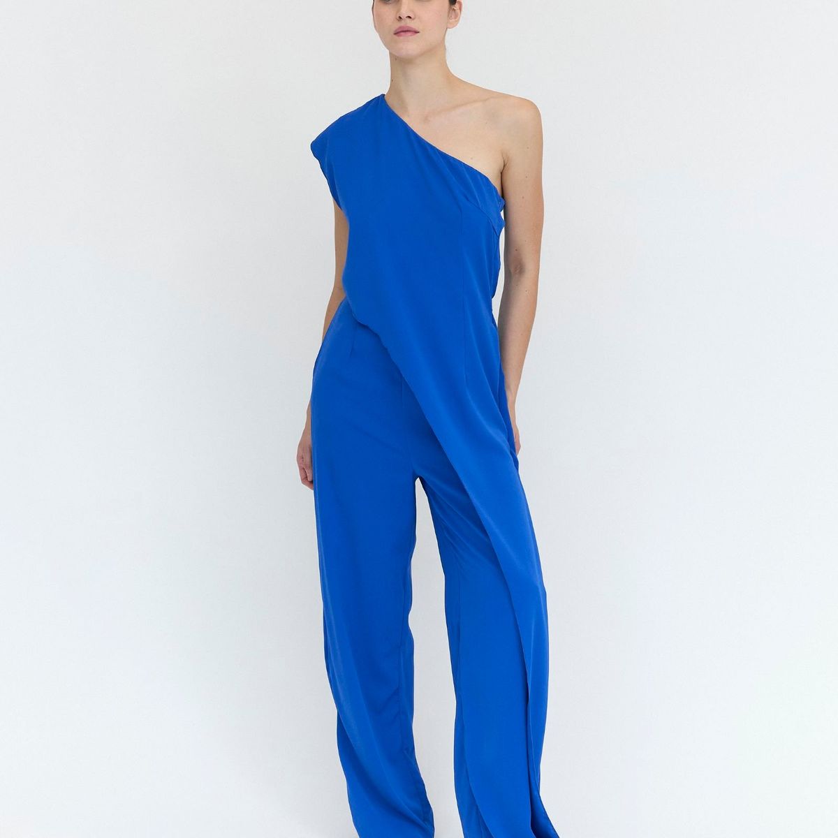 GUINDA - Enterito escote asimétrico con cierre lateral Ramses Guinda