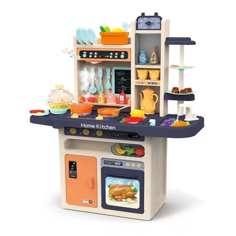 GENERICO - Set De Cocina Azul Con Luz Sonido Y Agua + Set Comida