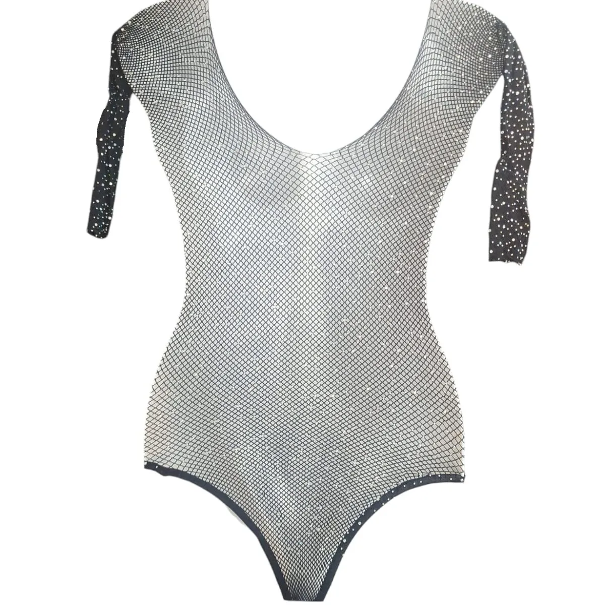 GARSIL - Body Para Mujer Tipo Malla Con Brillos y Manga Larga