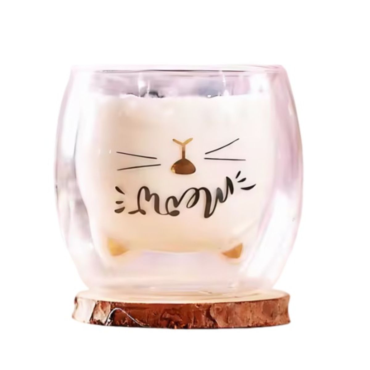 TODOK - Vaso de Gato rosa de Vidrio 300ml T-00038