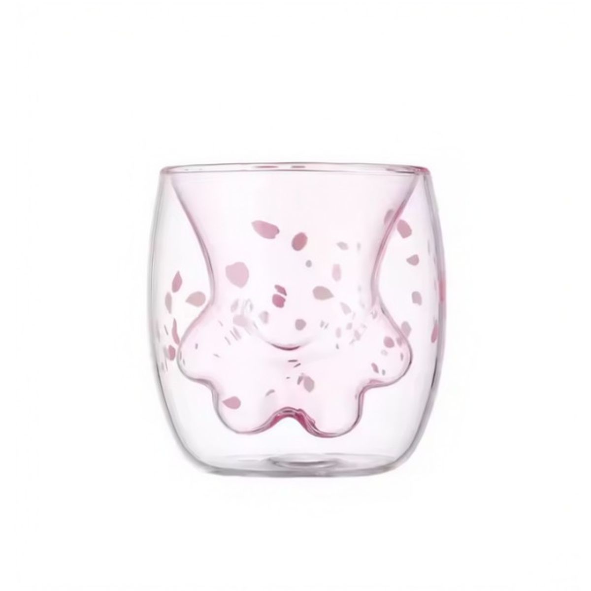 TODOK - Taza Vaso Doble Vidrio Pata Gato Sakura