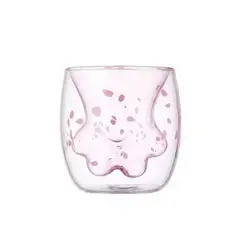 TODOK - Taza Vaso Doble Vidrio Pata Gato Sakura
