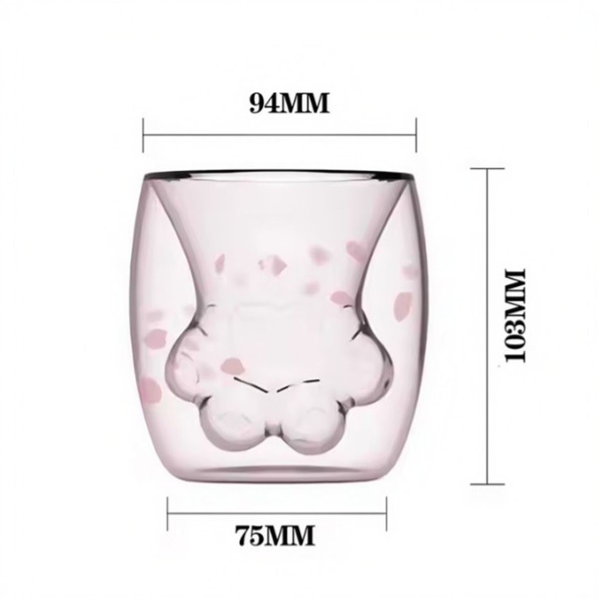 TODOK - Taza Vaso Doble Vidrio Pata Gato Sakura