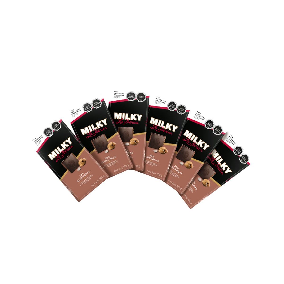 LA IBERICA - PACK X6 CHOCOLATE MILKY SAZUCAR ALMENDRAS 100G LA IBÉRICA
