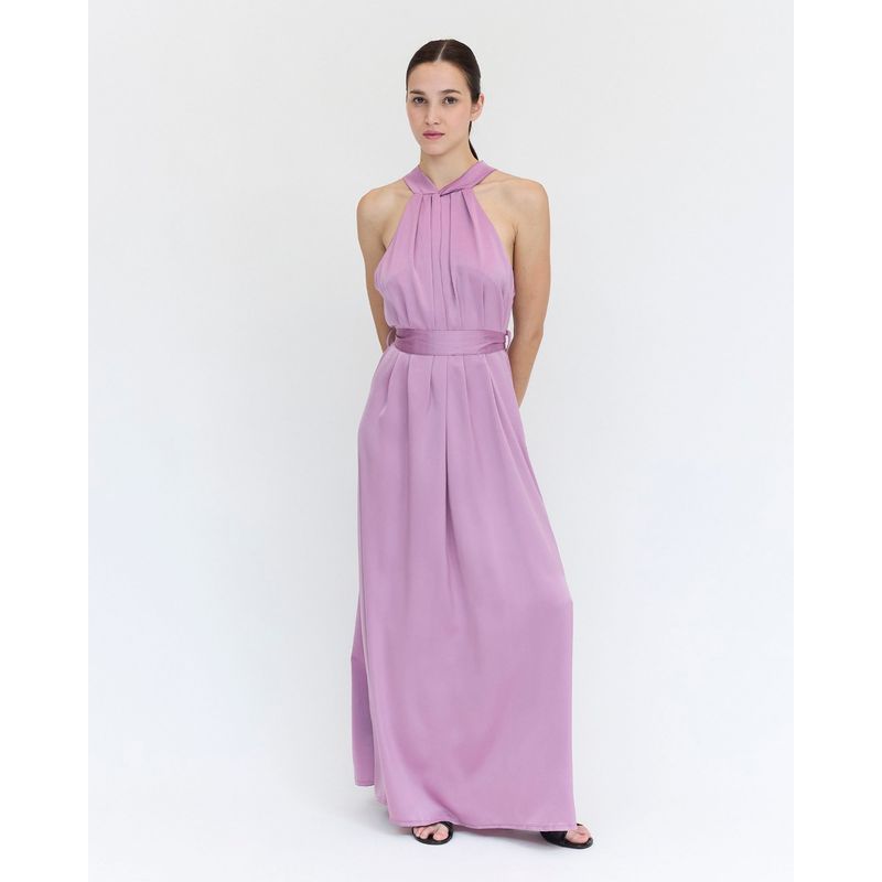 GUINDA - Maxi Vestido de fiesta con cuello halter Artemisa Guinda