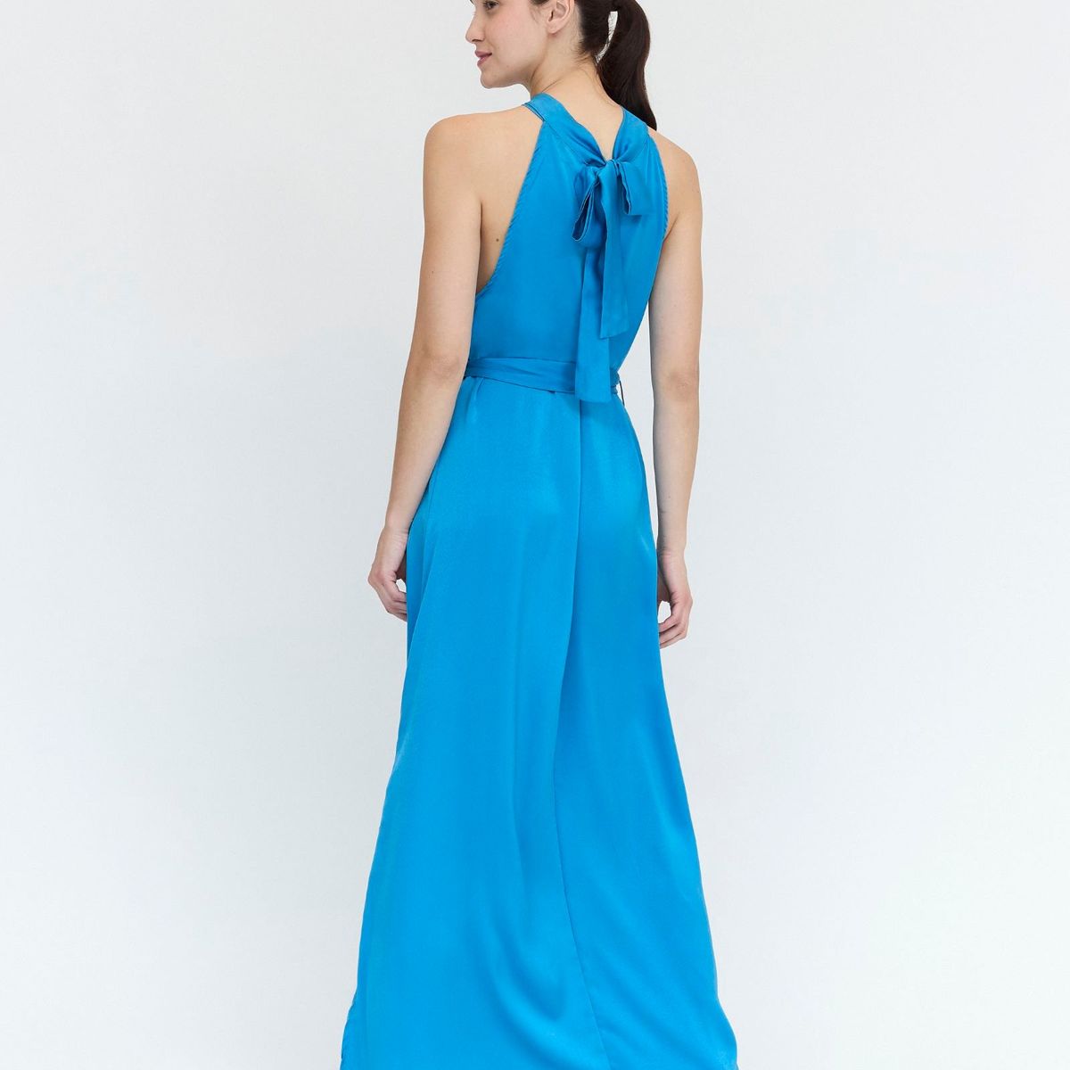 GUINDA - Maxi Vestido de fiesta con cuello halter Artemisa Guinda