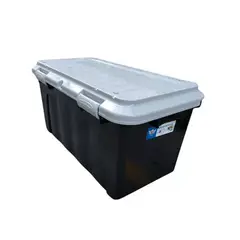 REYPLAST - Baul Caja Almacenamiento Organizadora 90l Ruedas NegroGris