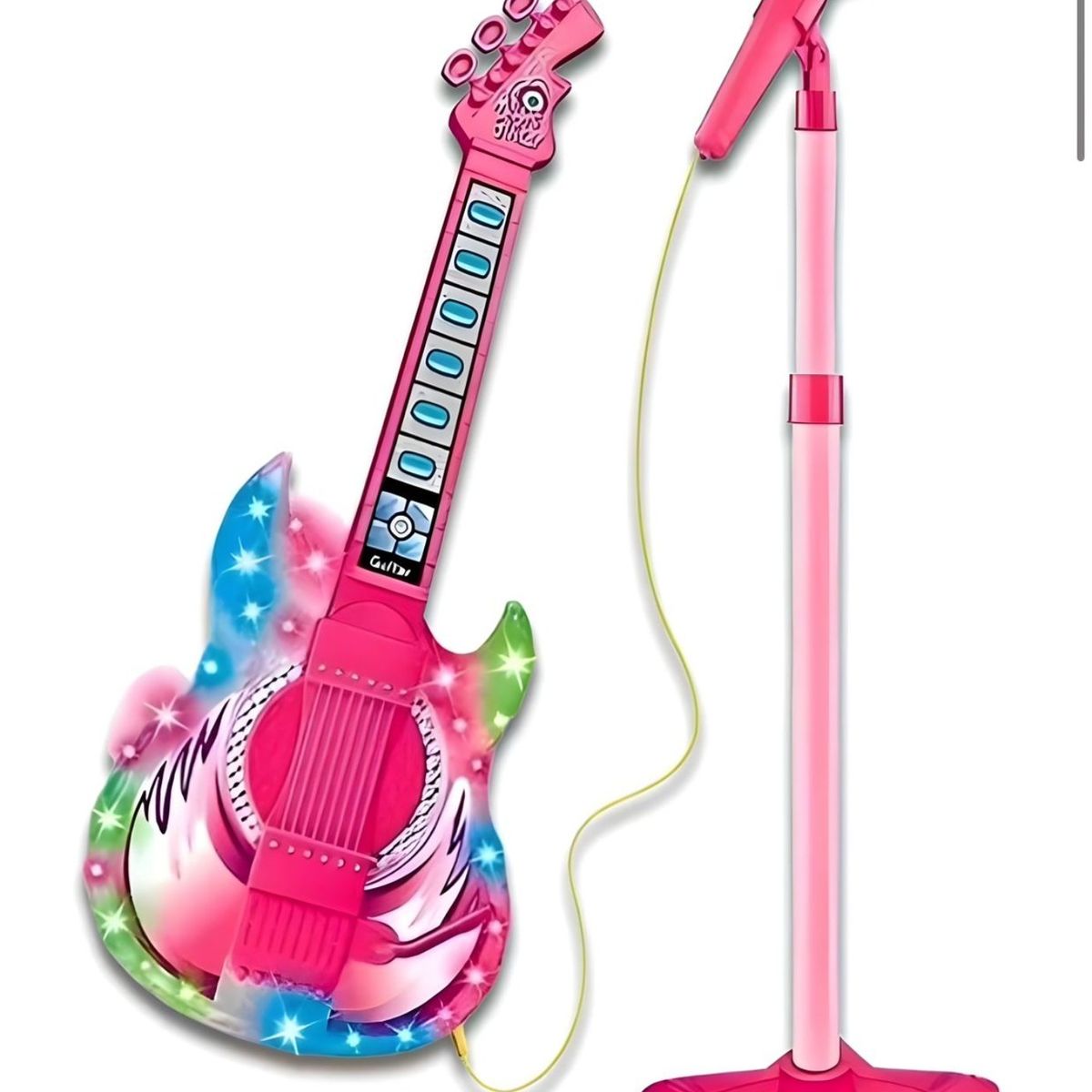 GENERICO - Set Juguete Guitarra Micrófono Pedestal Mp3 Luces 27n4