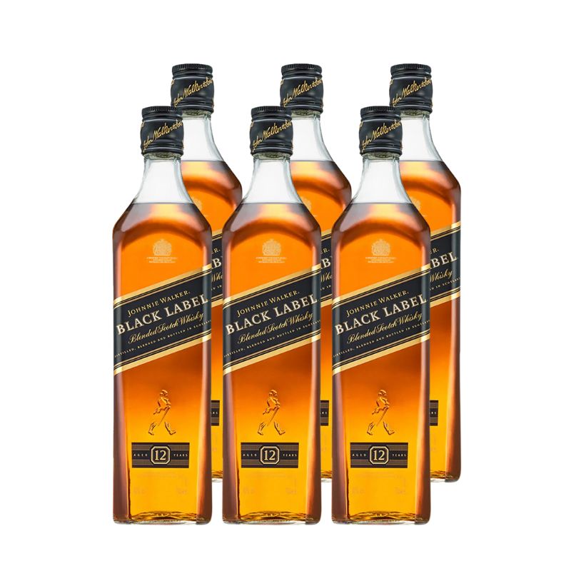 JOHNNIE WALKER - Whisky Johnnie Walker Black Label 750cc x6