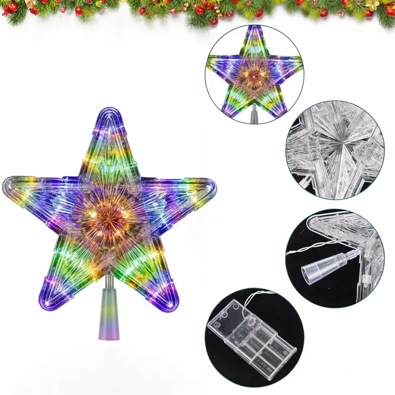 GENERICO - estrella navidad adornos arbol de navidad estrella con luz a pila
