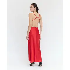 GUINDA - Midi Vestido Satinado escote Bote Noah