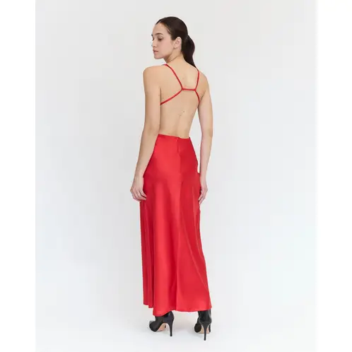 GUINDA - Midi Vestido Satinado escote Bote Noah