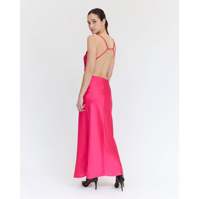 GUINDA - Midi Vestido Satinado escote Bote Noah Guinda