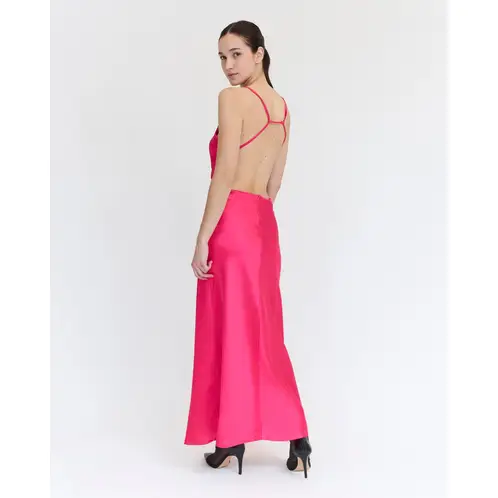 GUINDA - Midi Vestido Satinado escote Bote Noah