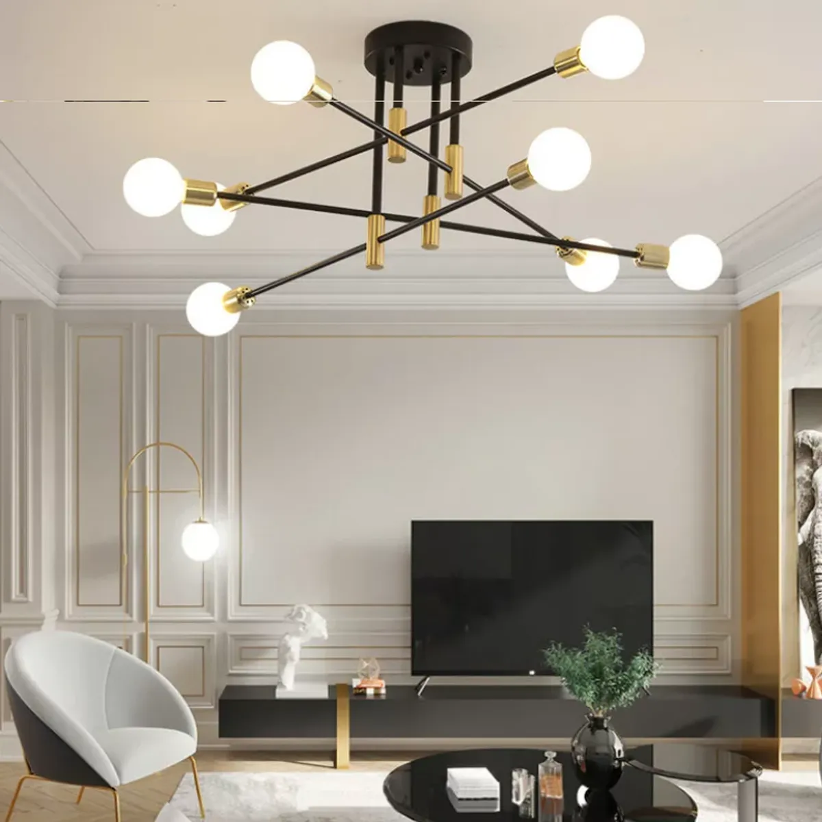 CASA NEW - Lámpara de techo moderna de lujo para el hogar LED 6 Focos