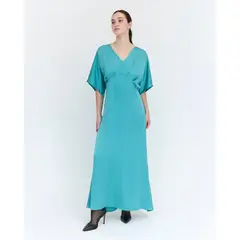 GUINDA - Maxi Vestido con escote en V y mangas cortas Amalita