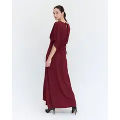 GUINDA - Maxi Vestido con escote en V y mangas cortas Amalita