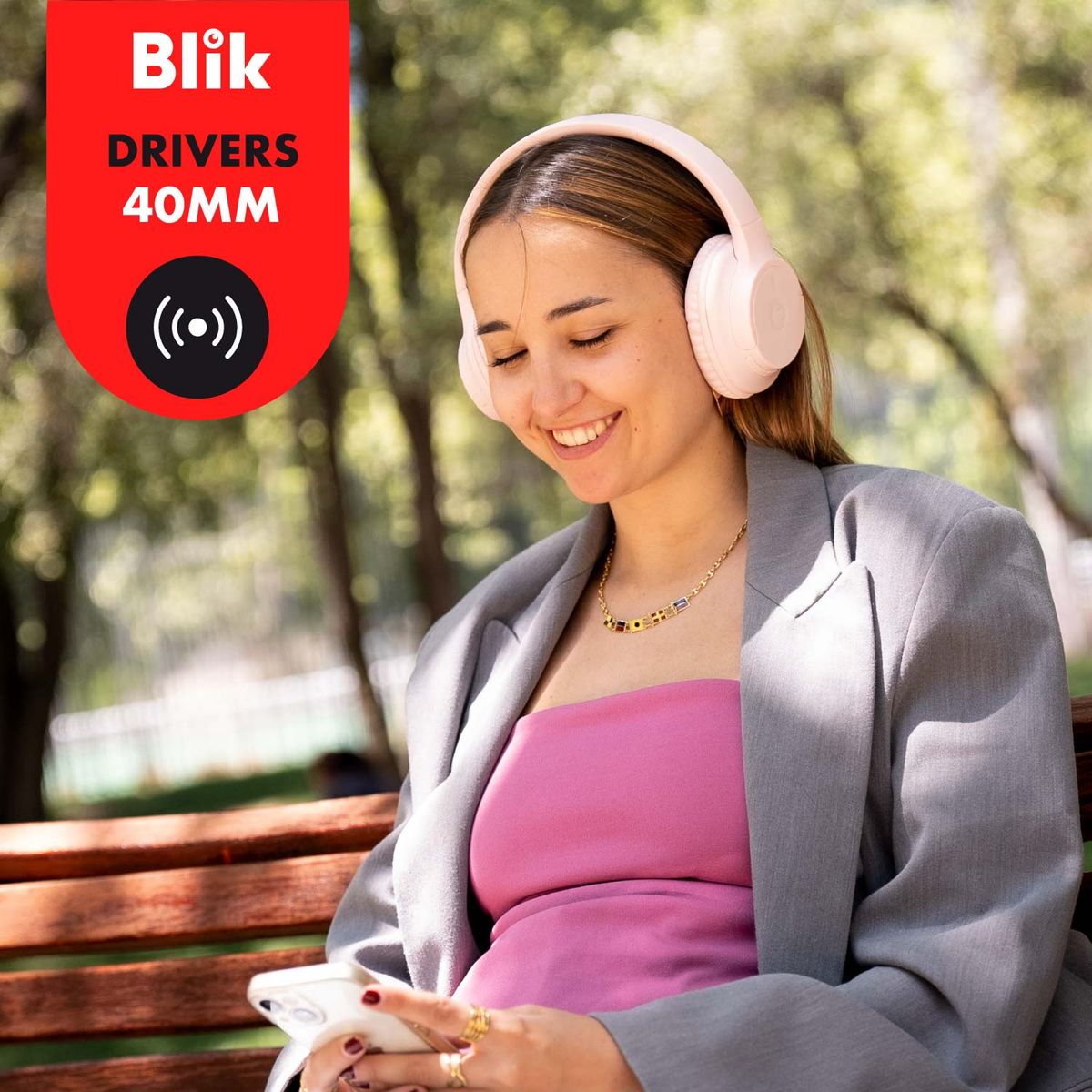 BLIK - Audífonos Bluetooth Blik Soul250 16 hrs Rosado