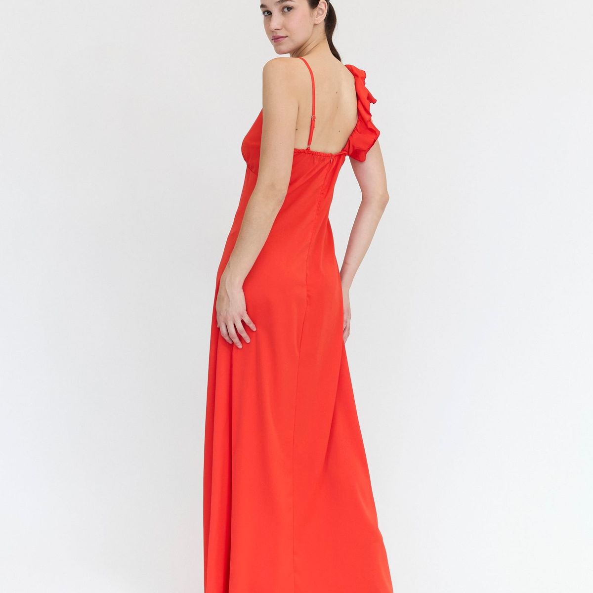 GUINDA - Maxi Vestido con manga de volantes Sun Guinda