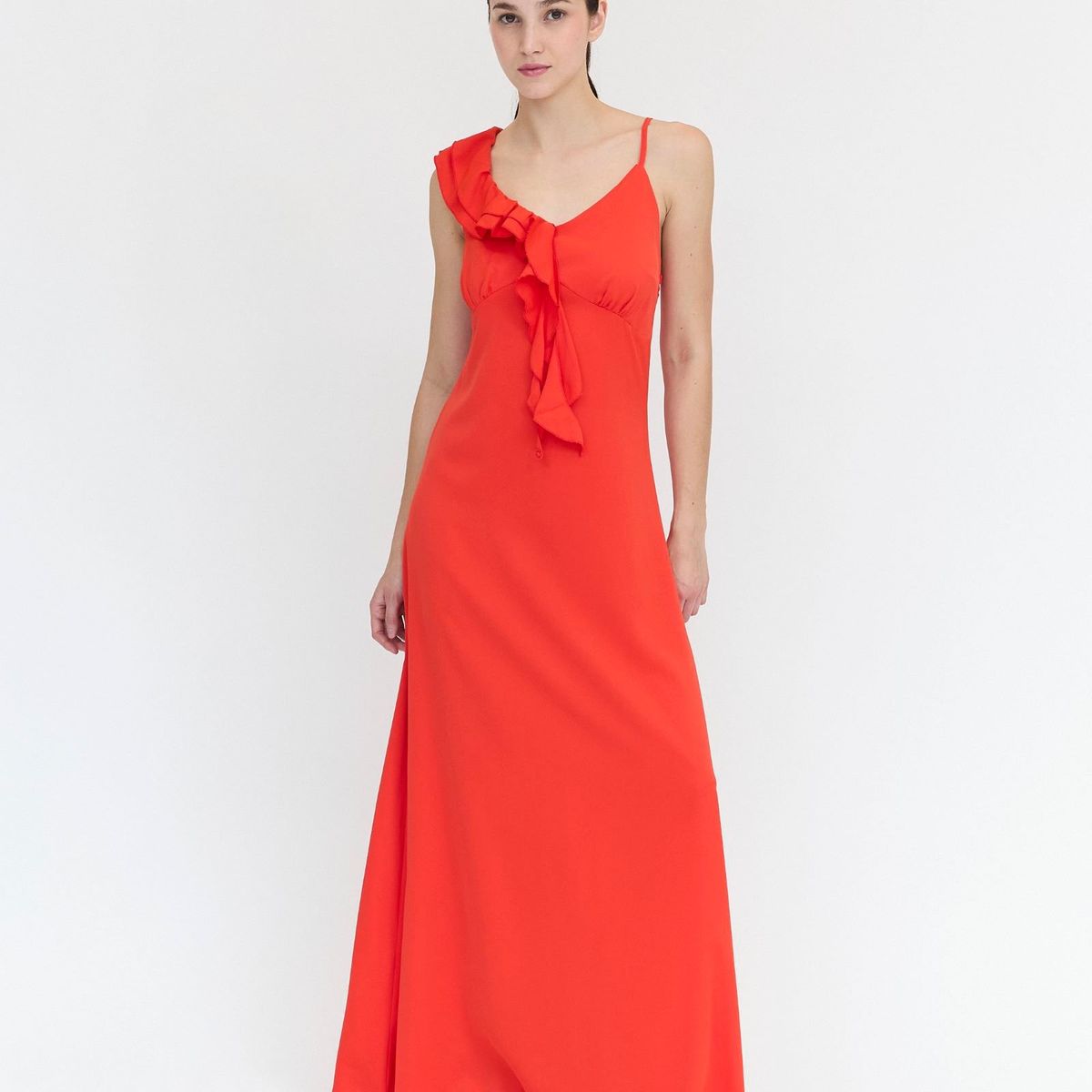 GUINDA - Maxi Vestido con manga de volantes Sun Guinda