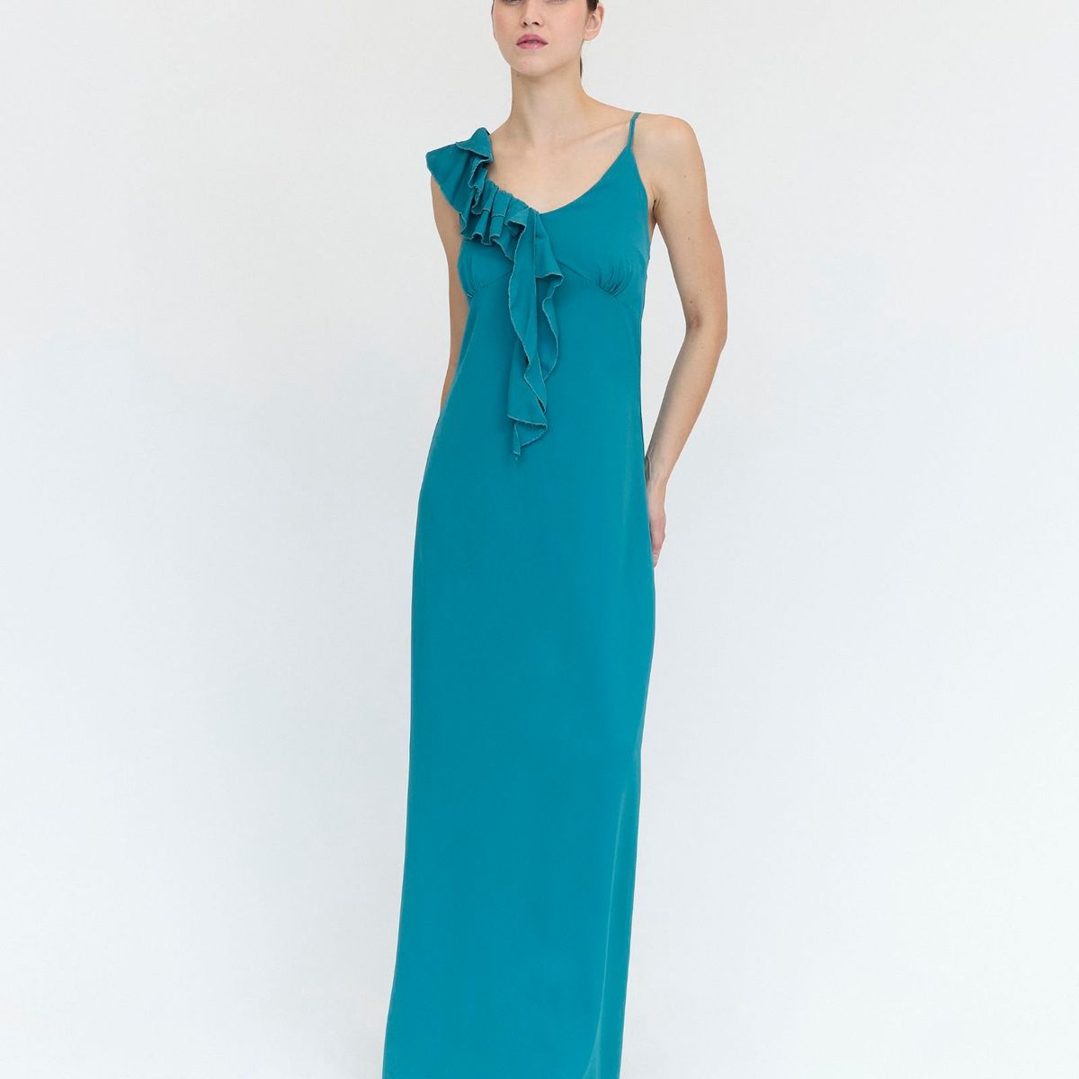 GUINDA - Maxi Vestido con manga de volantes Sun Guinda