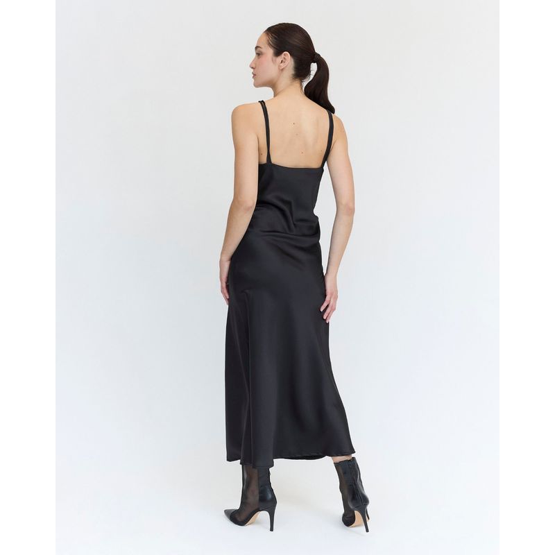 GUINDA - Midi Vestido con tirantes adornados con piedras Tex Guinda