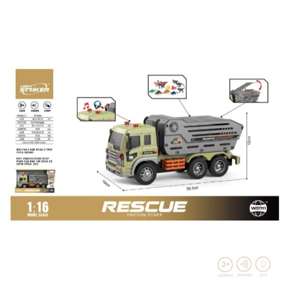 GENERICO - Juguete Camión De Rescate Dinosaurios Con Luz Y Sonido