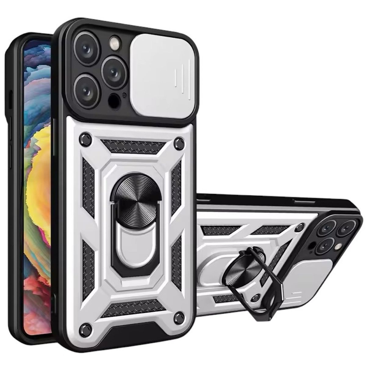 GENERICO - Carcasa Armor Con Anillo Para iPhone 16 Pro - SIlver