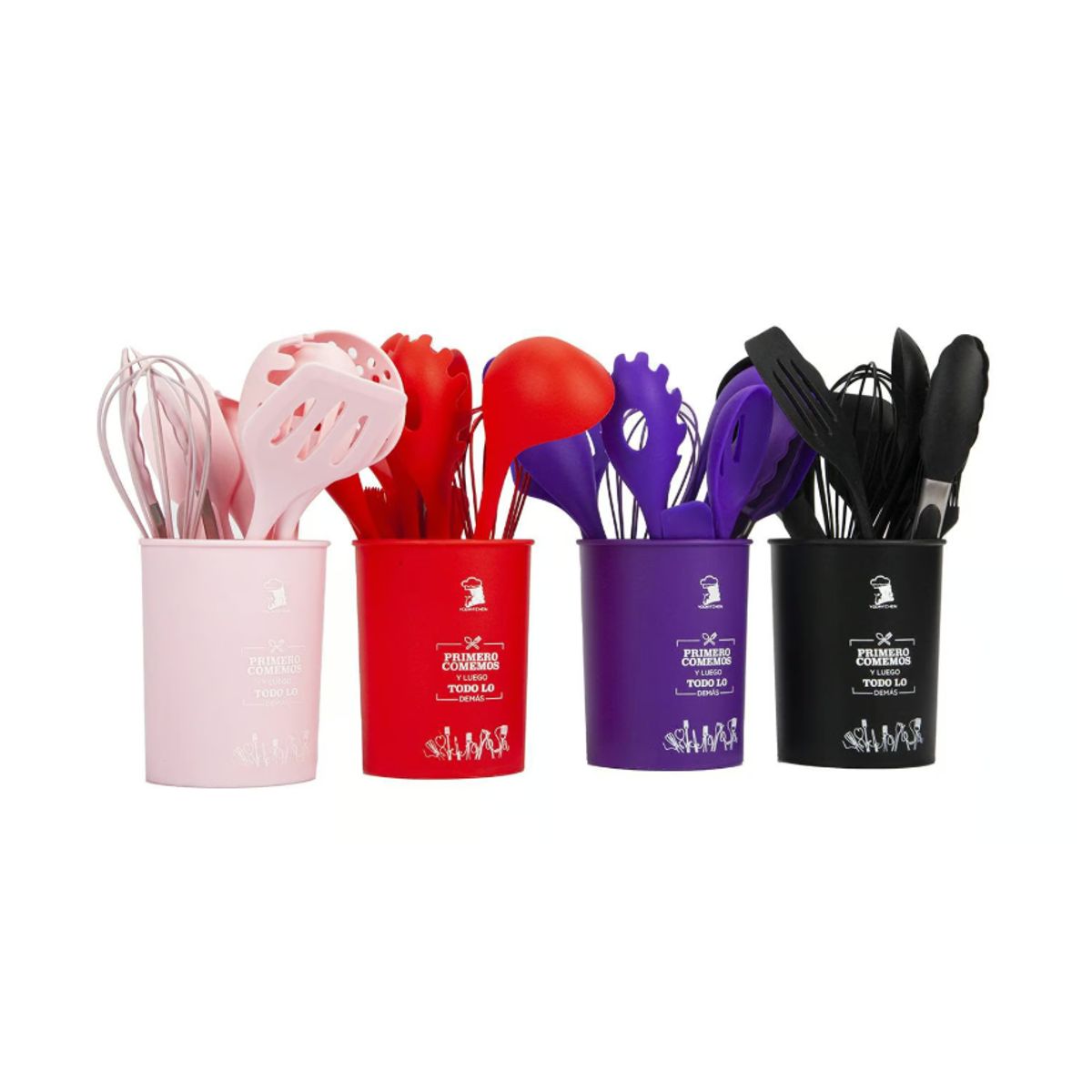 GENERICO - Set 12 Utensilios De Silicona De Cocina - Rojo